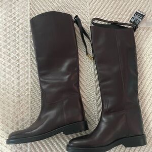 Massimo Dutti Dark Brown Leather Boots